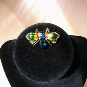 Enamel insect Brooch with rhinestones